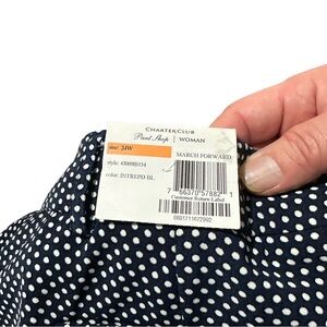 Charter Club Pant Shop Navy White Dots All Over Print Trousers Sz 24W 54x32 NWT